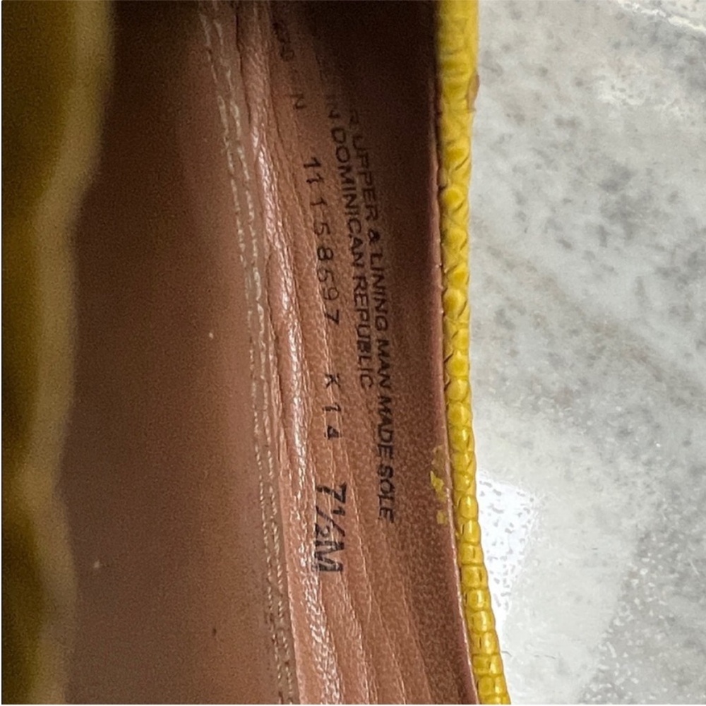 Tory Burch | Women’s Size 7.5 Mini Miller Reptile Mustard Yellow Ballet Flats - Picture 2 of 11